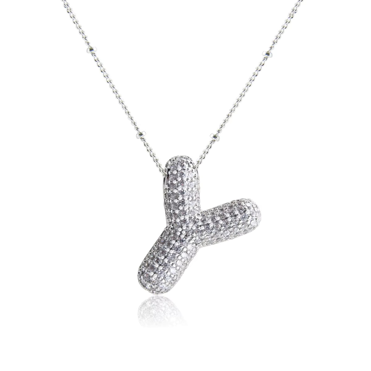 Bubble Y Letter (Rhodium)