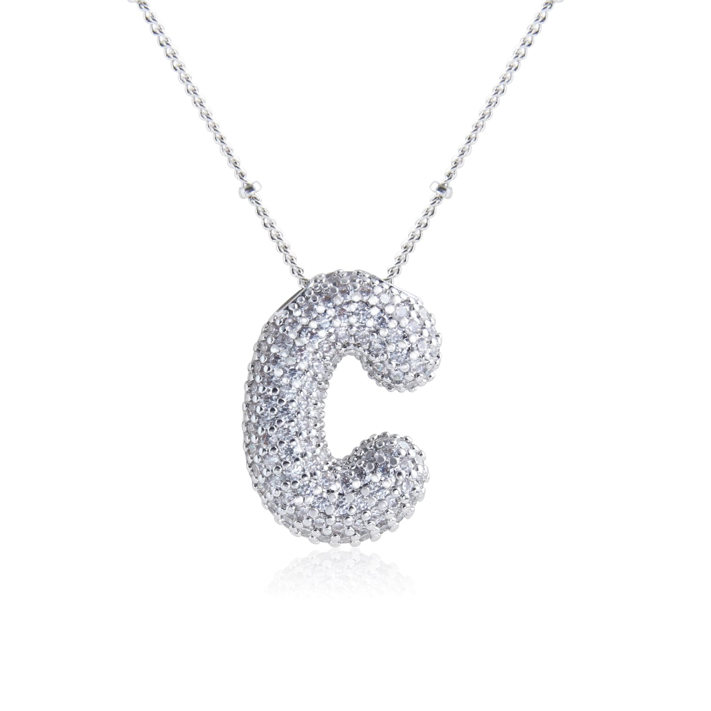 Bubble C Letter (Rhodium)