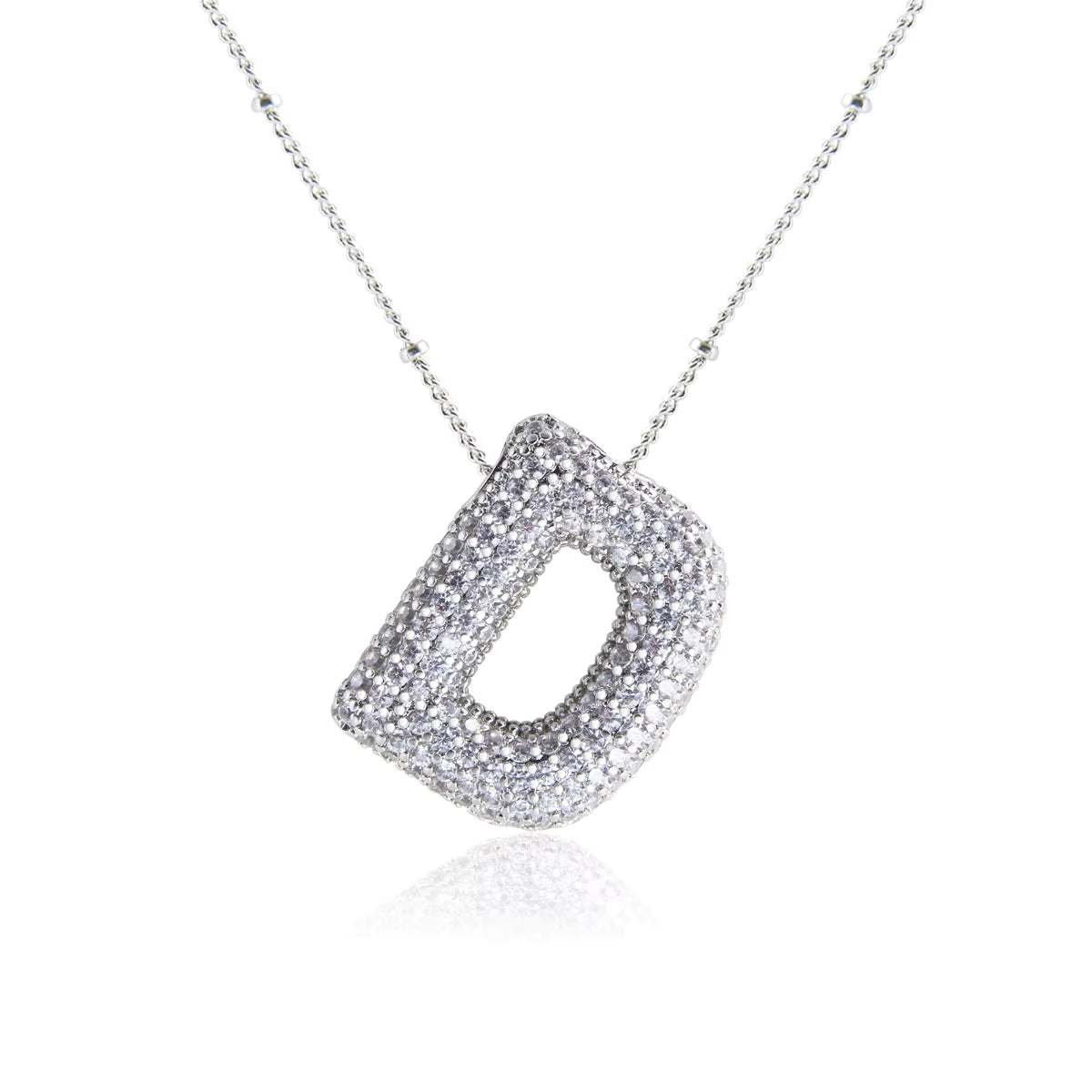 Bubble D Letter (Rhodium)