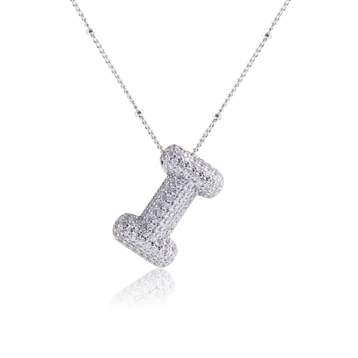 Bubble I Letter (Rhodium)