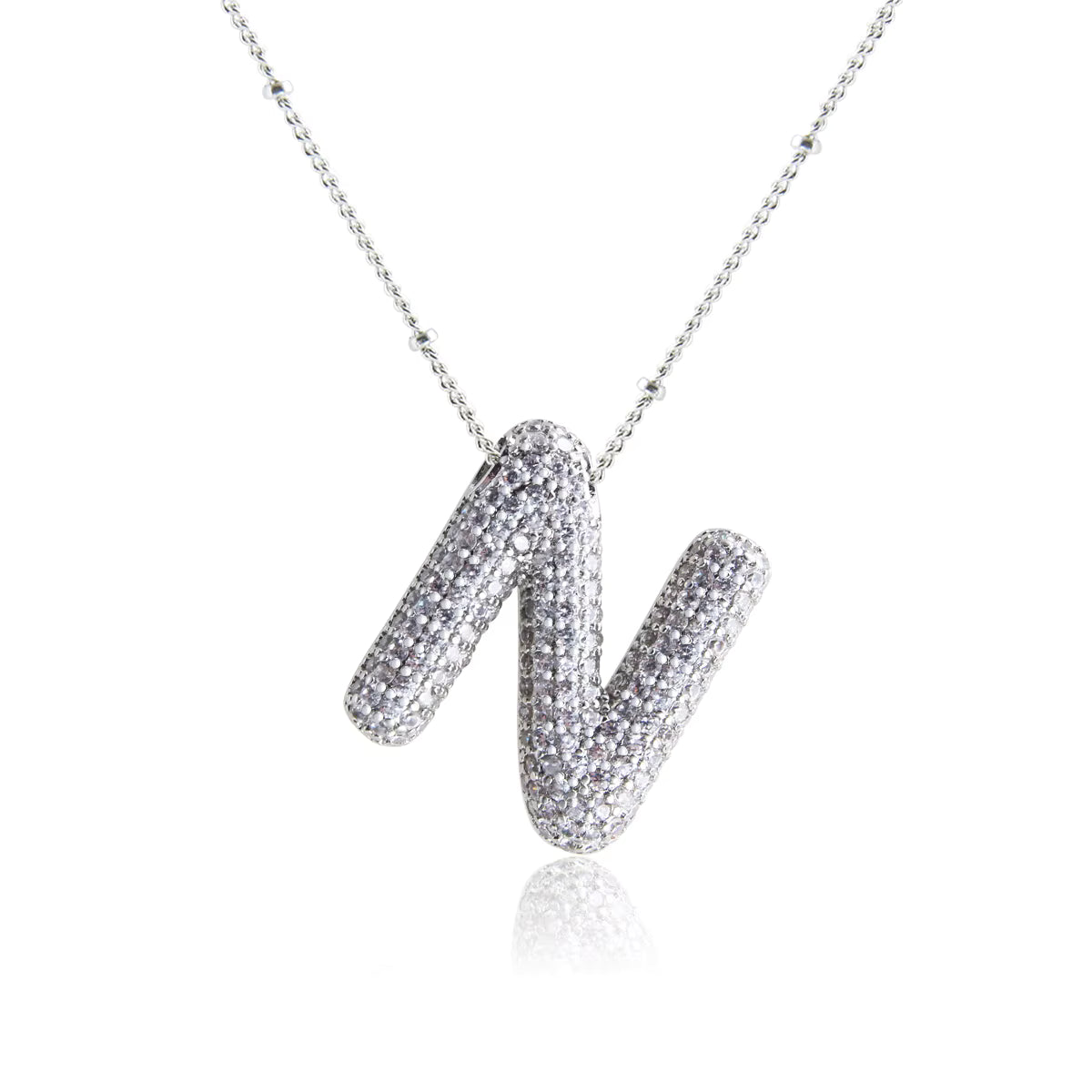 Bubble N Letter (Rhodium)