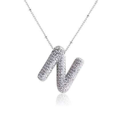 Bubble N Letter (Rhodium)