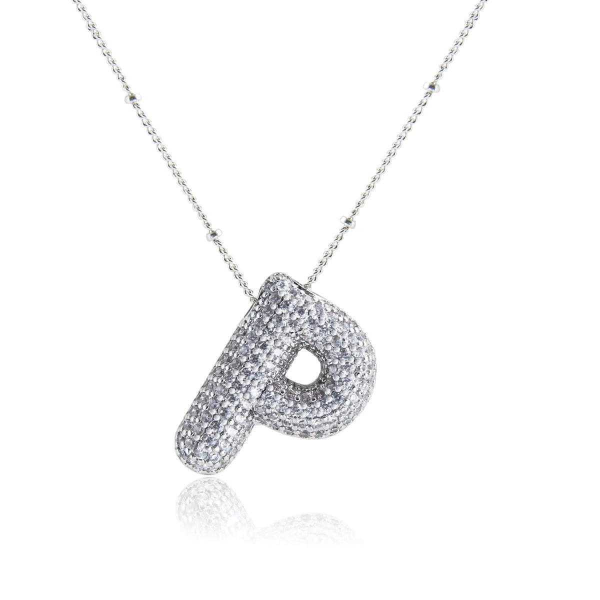 Bubble P Letter (Rhodium)