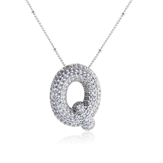 Bubble Q Letter (Rhodium)