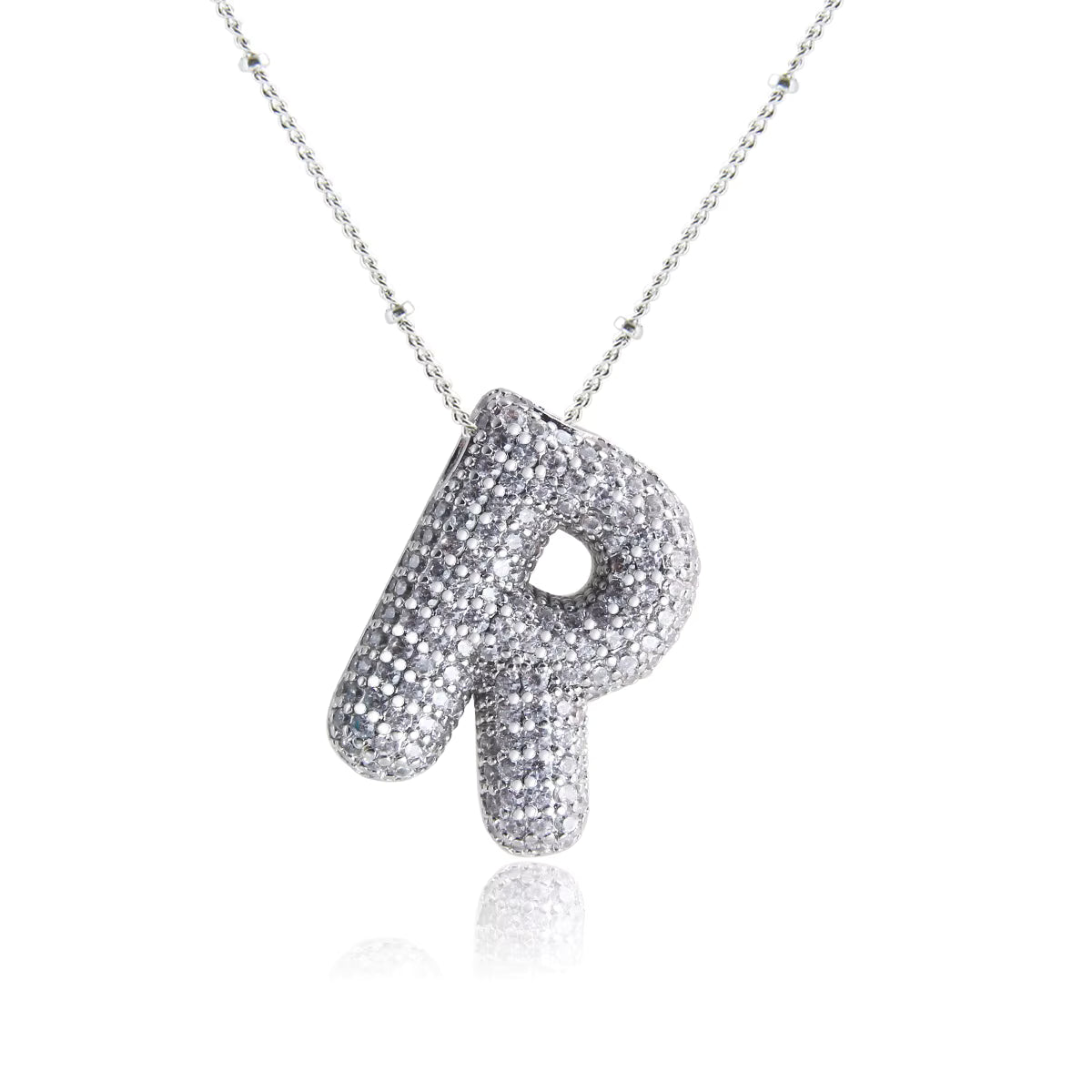 Bubble R Letter (Rhodium)