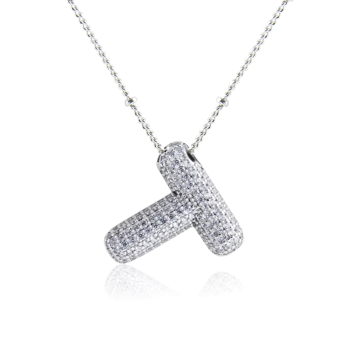 Bubble T Letter (Rhodium)
