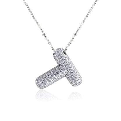 Bubble T Letter (Rhodium)